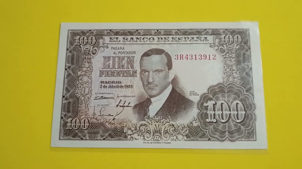 valor de un billete de 100 pesetas del año 1953